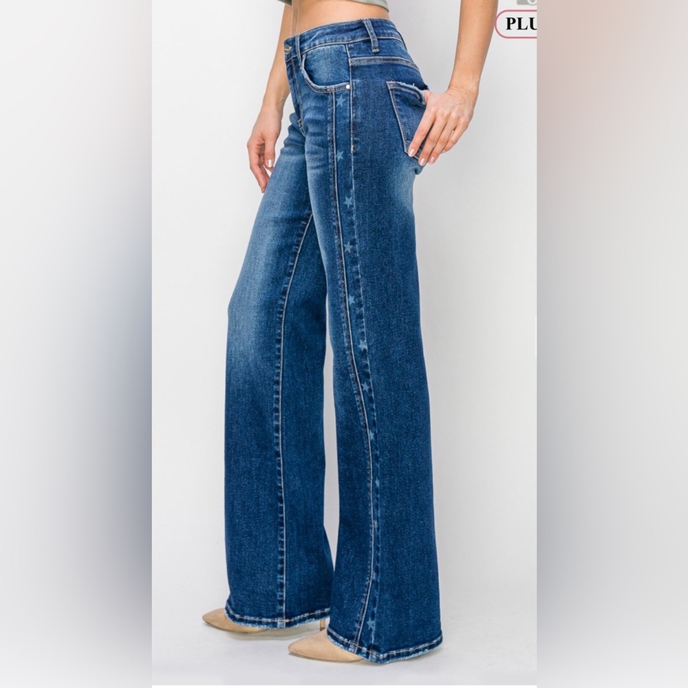 Stylish Blue Wide Leg Jeans for Women Plus Size NWT - Picture 5 of 7